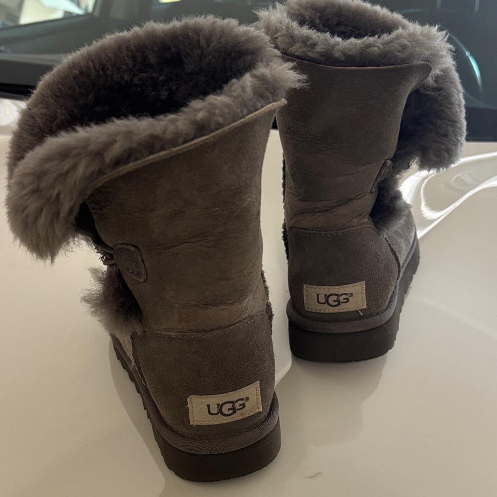 UGG Gray Winter Boots with Fur Trim